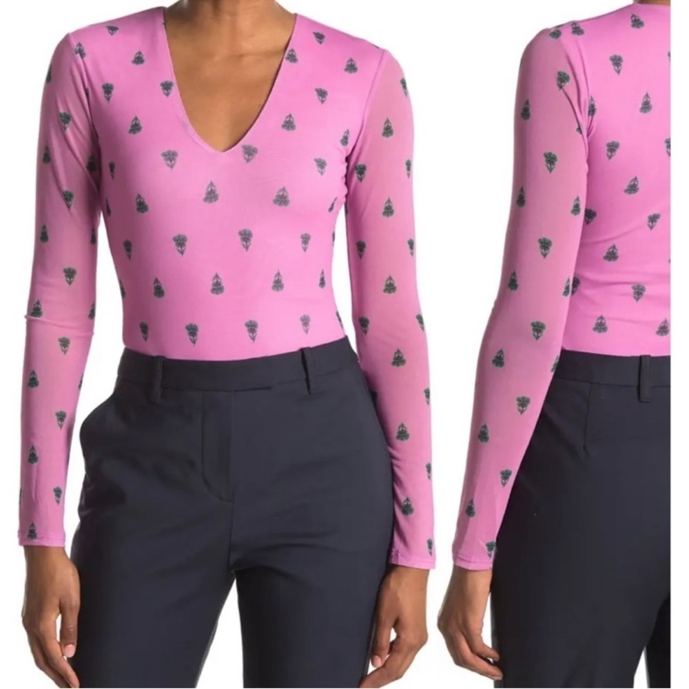 AFRM Jane Bodysuit In Pink Fleur size M